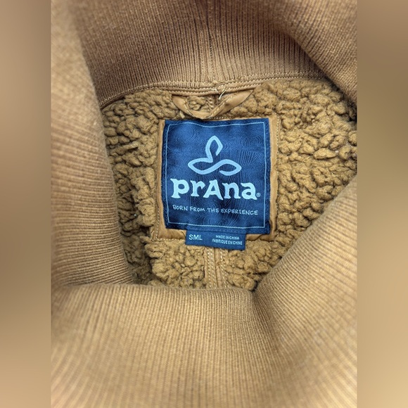 prAna Women’s Quilted Sherpa Lined Vest S/M Funnel Neck Brown Tan - Picture 2 of 9